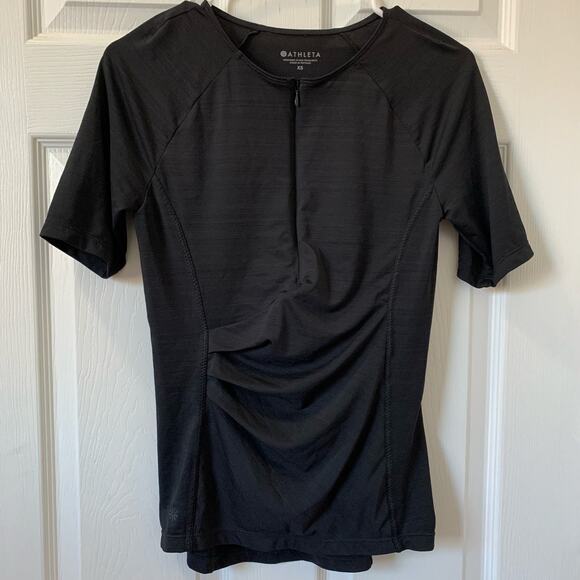 Athleta Black Pacifica Wrap Front Zip Top XS - Picture 2 of 9